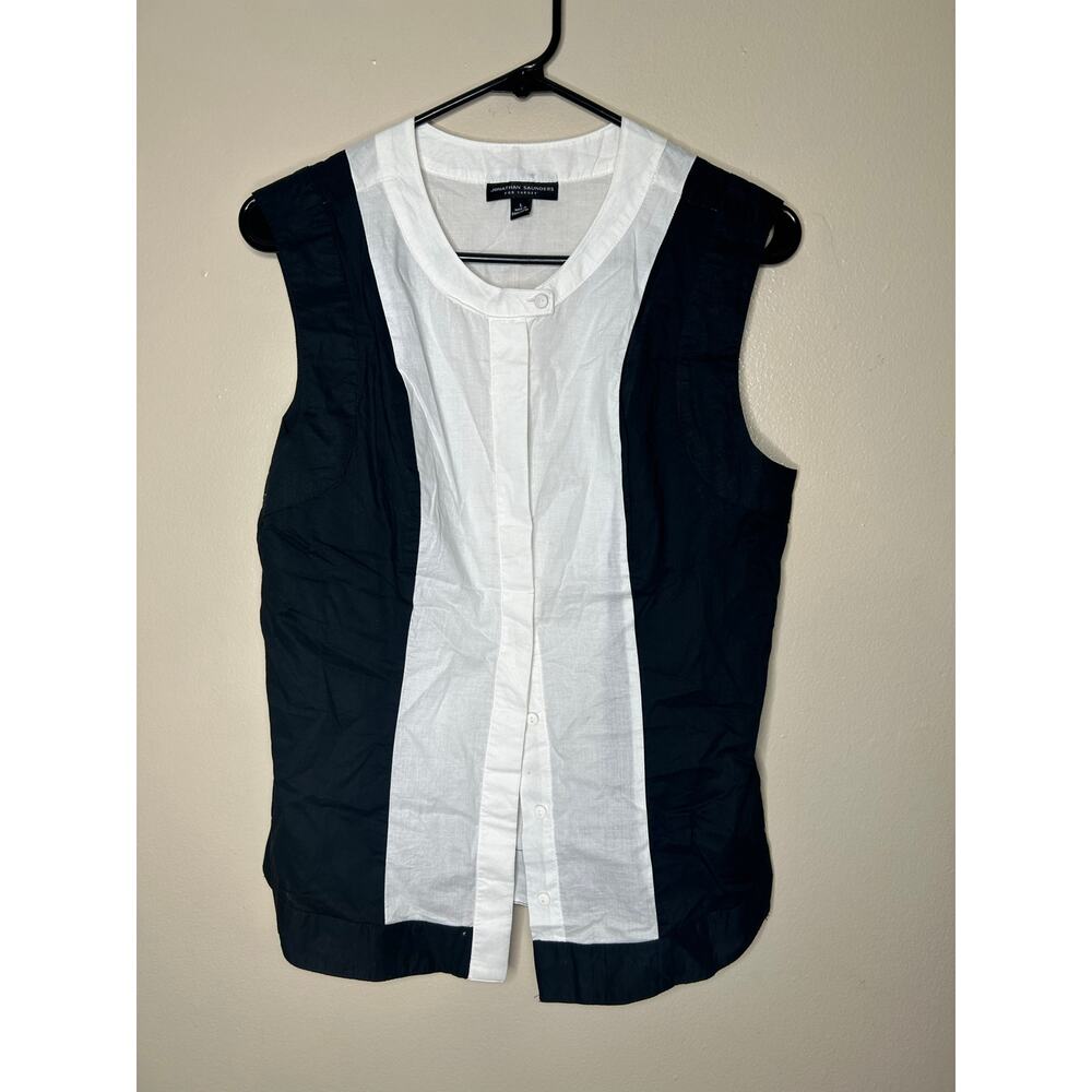 Jonathan Saunders for Target Women Black white Sleeveless Blouse Large